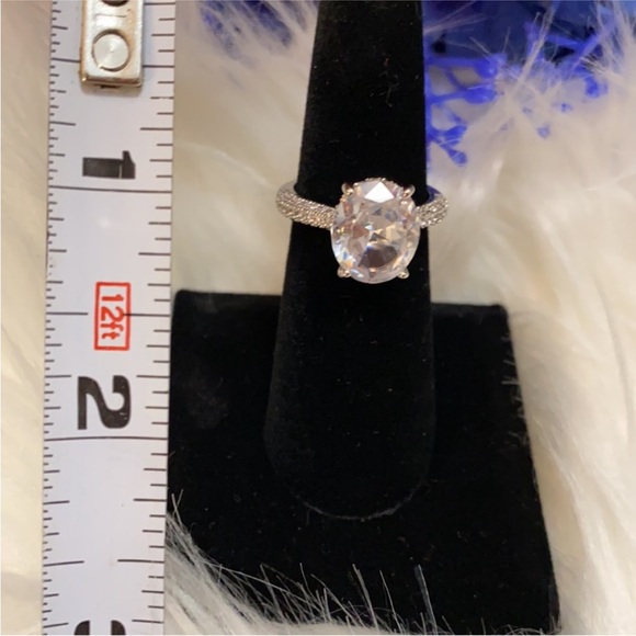Elegant Silver Ring with Clear CZ Diamond Sz 7 NEW! - Picture 5 of 6